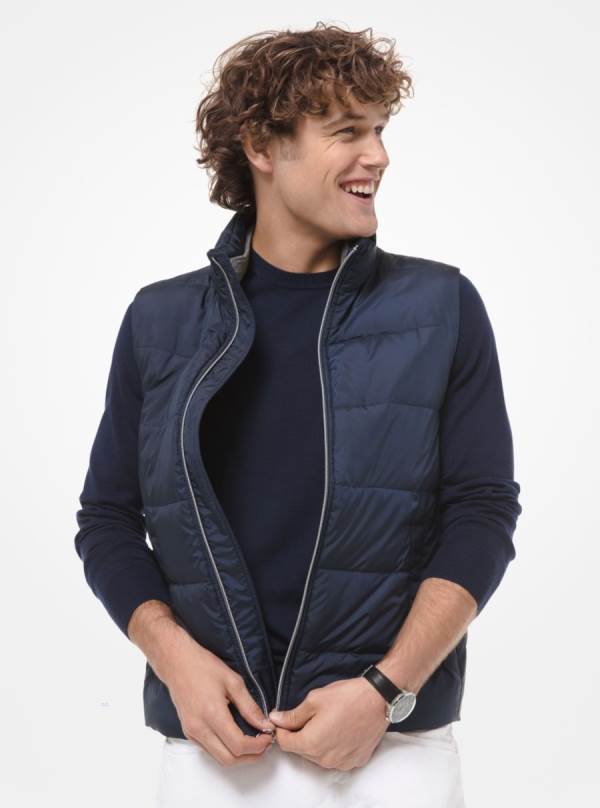 Panske Bundy Michael Kors Quilted Puffer Vest Indigo - Oblecenie Michael Kors Akcia | MWEKZ-5349